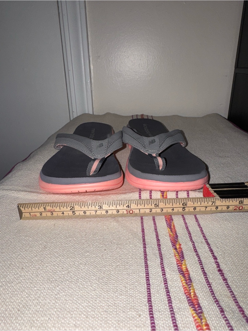 New Balance Gray and Coral Flip Flop Sandals - Picture 10 of 10